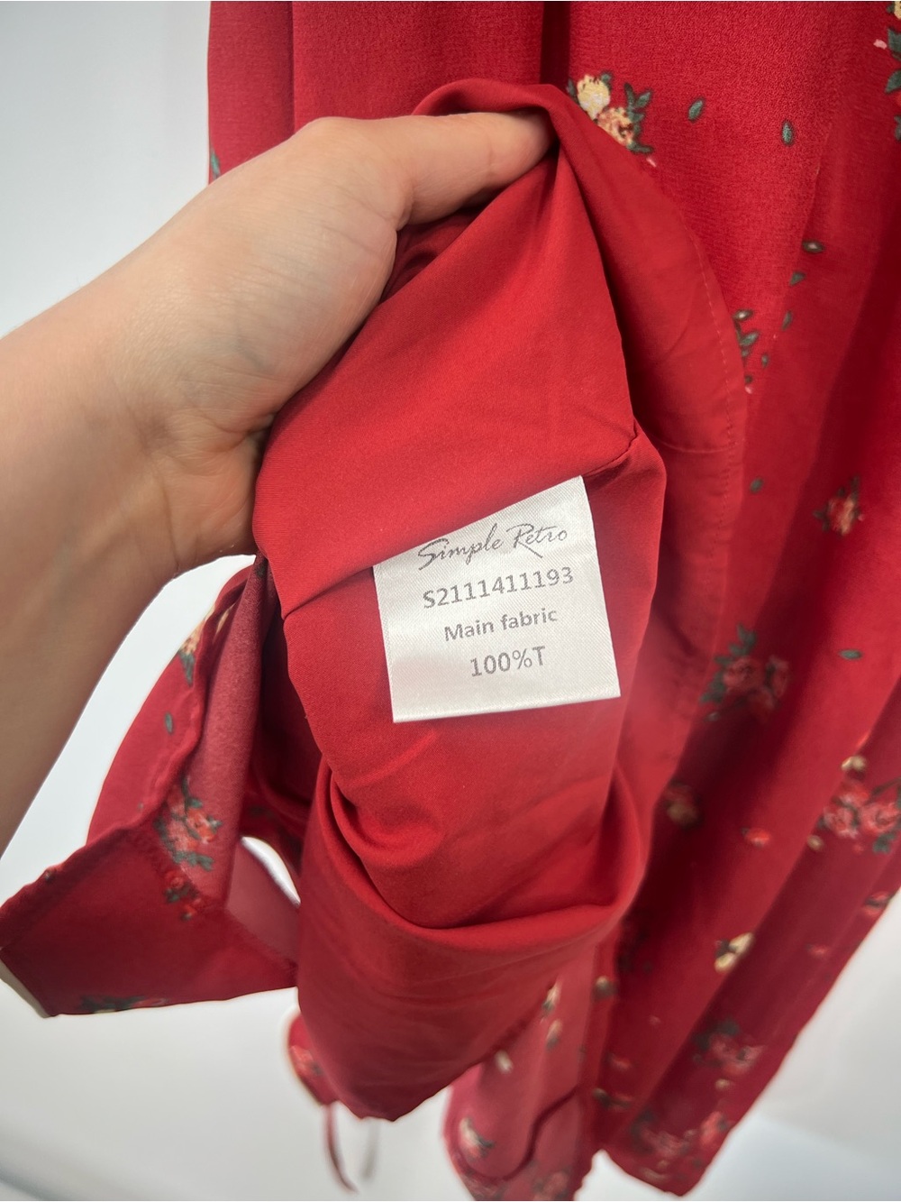 Simple Retro Kimura Floral Print Wrap Midi Dress Red - Picture 8 of 9